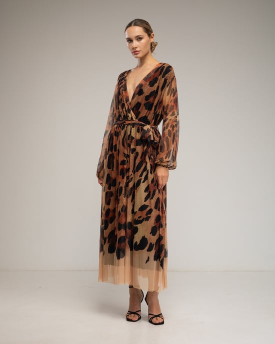 Vestido midi de tul con estampado animal - Image 2