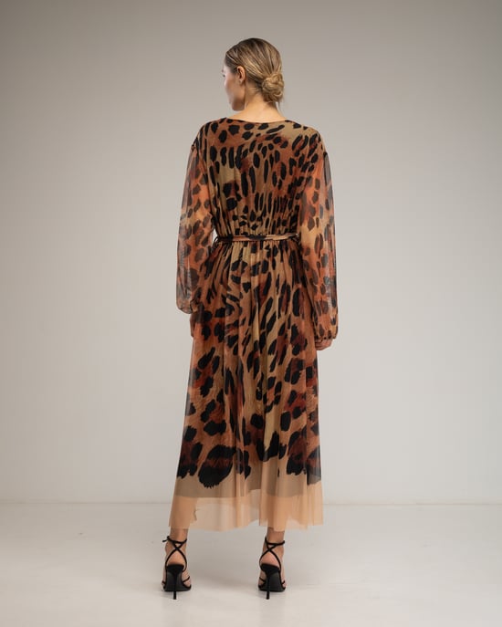 Vestido midi de tul con estampado animal - Image 3