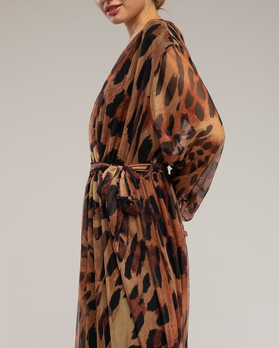 Vestido midi de tul con estampado animal - Image 4