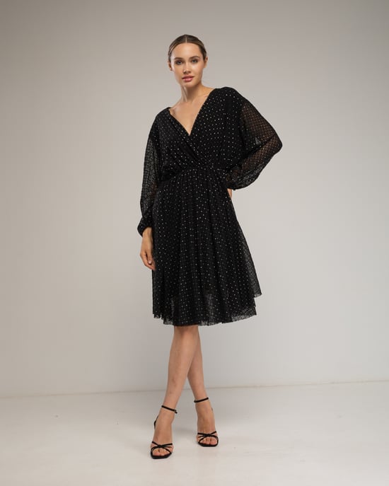 Vestido con textura y detalles a cuadros - Image 1