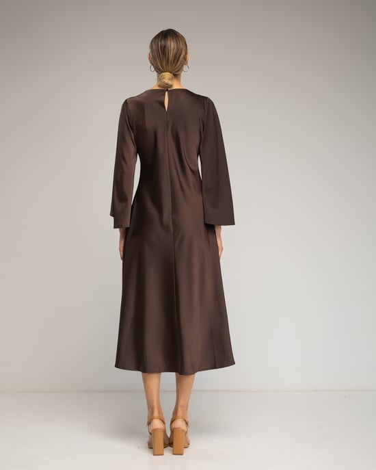 Vestido midi de satén con dobladillo asimétrico - Image 3