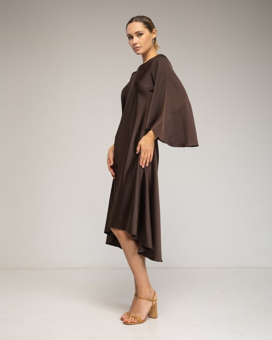 Vestido midi de satén con dobladillo asimétrico - Image 4