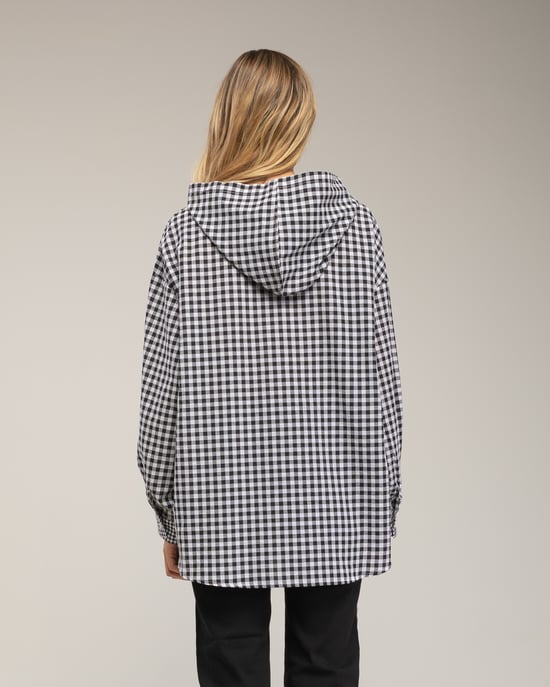 Camisa de cuadros vichy oversize con capucha - Image 2