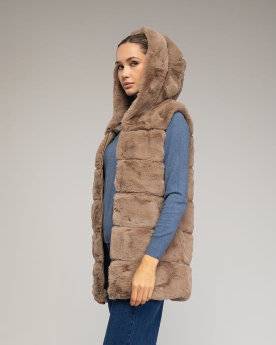 Chaleco de cuero con capucha - Image 3