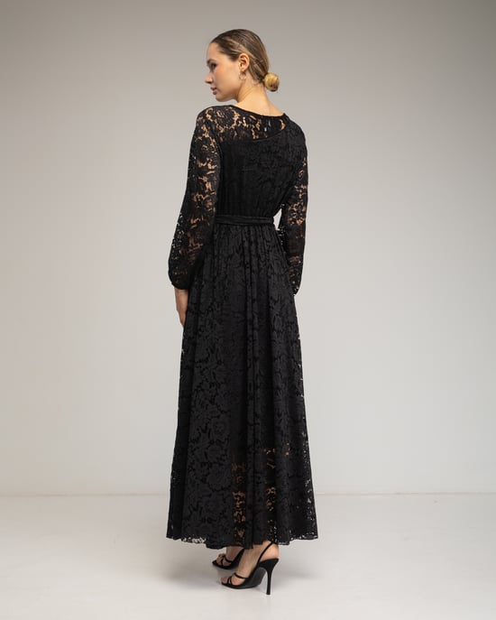Vestido largo de encaje con cintura elástica - Image 3