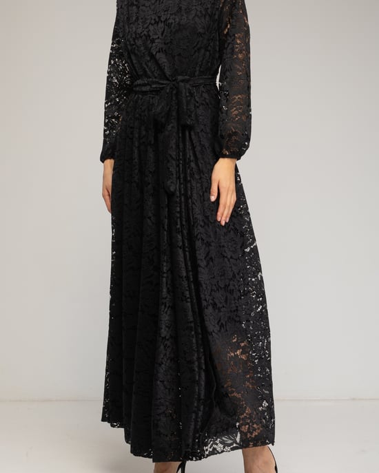 Vestido largo de encaje con cintura elástica - Image 4