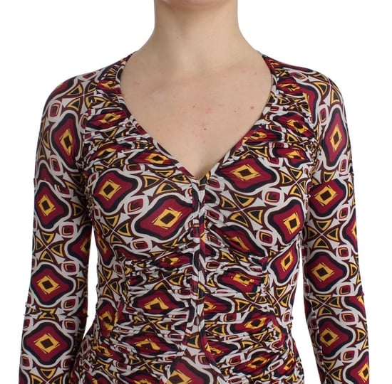 Vestido Mini de Manga Larga con Escote en V y Estampado Geométrico - Image 6