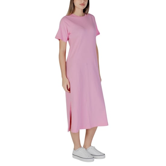 Vestido T-shirt Midi Rosa Casual - Image 4