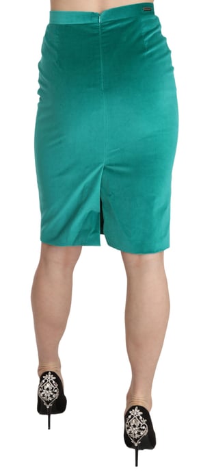 Falda Lápiz de Terciopelo Verde Teal Gf Ferre - Image 3