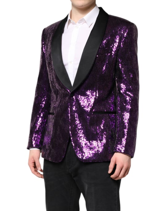Blazer de lentejuelas con cuello chal - Image 3