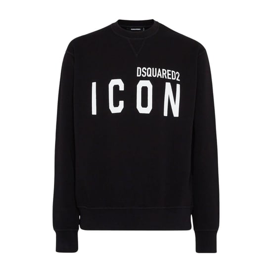 Sudadera Negra De Cuello Redondo Dsquared2 Con Logotipo Icónico Blanco Grande - Image 1