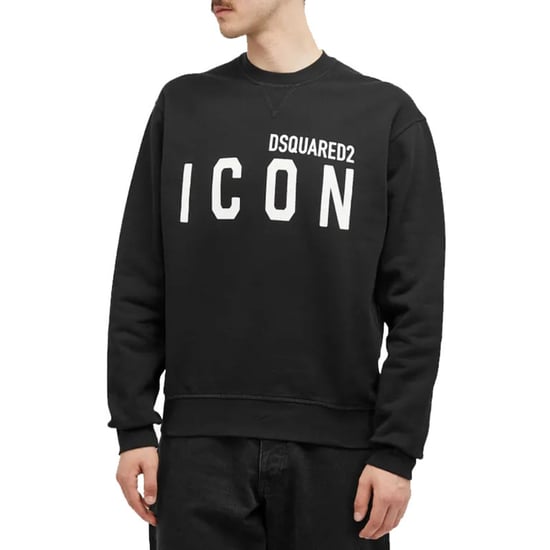 Sudadera Negra De Cuello Redondo Dsquared2 Con Logotipo Icónico Blanco Grande - Image 3
