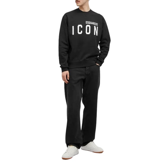 Sudadera Negra De Cuello Redondo Dsquared2 Con Logotipo Icónico Blanco Grande - Image 5