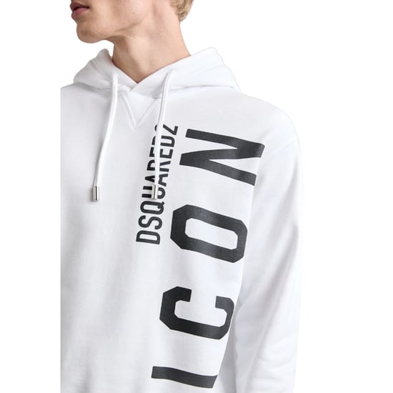 Sudadera Con Capucha Blanca Dsquared2 Con Logotipo Icónico Negro Grande - Image 4