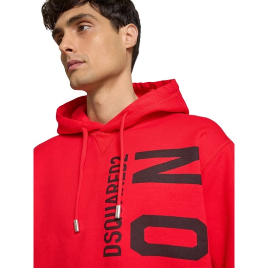 Sudadera Con Capucha Roja Dsquared2 Con Logotipo Icónico Negro Grande - Image 4