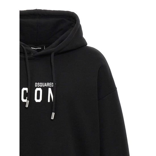 Sudadera Con Capucha Negra Relajada De Dsquared2 Con Logotipo Icónico Blanco - Image 3