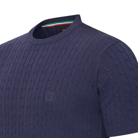 Cappuccino Italia Loreto Cable Knit Tee Azul - Image 2