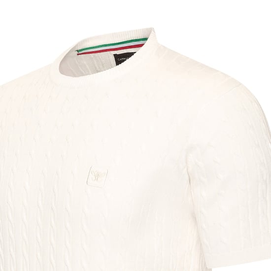 Cappuccino Italia Loreto Cable Knit Tee Blanco - Image 2