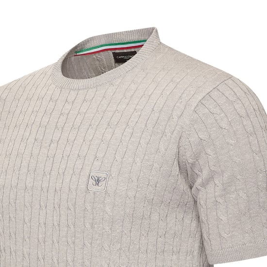 Cappuccino Italia Loreto Cable Knit Tee Gris - Image 2