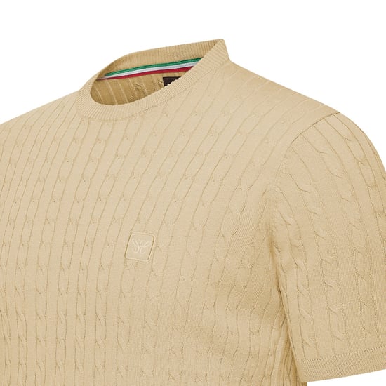 Cappuccino Italia Loreto Cable Knit Tee Beige - Image 2