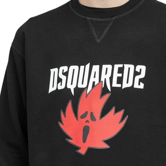 Sudadera Negra De Corte Cool Con Estampado De Hoja De Arce Y Horror De Dsquared2 - Image 3