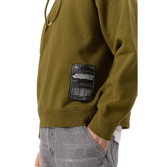 Sudadera Con Capucha Verde Militar De Corte Relajado Con Diseño De Parche De Dsquared2 - Image 3