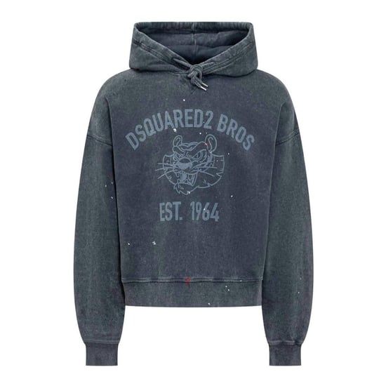 Sudadera Con Capucha Azul Marino Desgastada Cypro Con Logotipo Est 1964 De Dsquared2 Bros - Image 1
