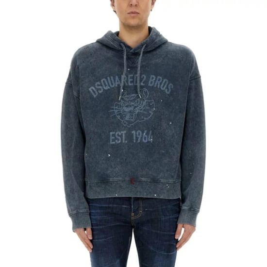 Sudadera Con Capucha Azul Marino Desgastada Cypro Con Logotipo Est 1964 De Dsquared2 Bros - Image 3