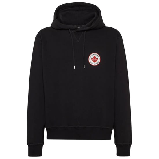 Sudadera Negra Con Capucha Y Parche De Hoja De Arce De Dsquared2 - Image 1
