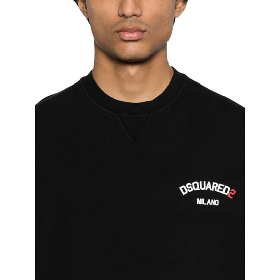 Sudadera Negra De Corte Moderno Con Logotipo Pequeño De Milán De Dsquared2 - Image 5
