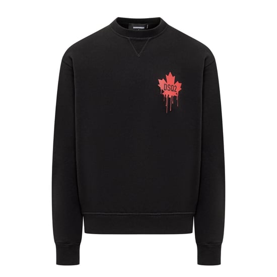Sudadera Negra Con Logotipo De Hoja De Arce Roja De Dsquared2 - Image 1