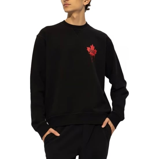 Sudadera Negra Con Logotipo De Hoja De Arce Roja De Dsquared2 - Image 3