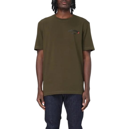 Camiseta Verde Militar Con Logo De Goma Y Corte Regular De Dsquared2 - Image 4