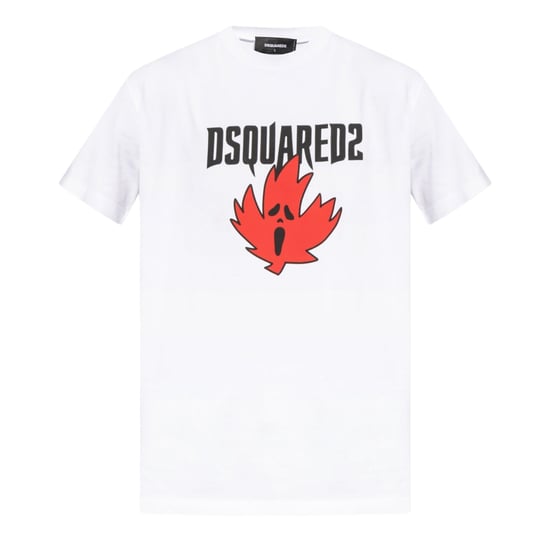 Camiseta Blanca De Corte Cool Con Diseño De Hoja De Arce Fantasma De Dsquared2 - Image 1