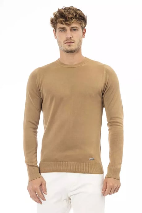 Suéter de punto de cuello redondo en color camel Ba23668 - Image 1