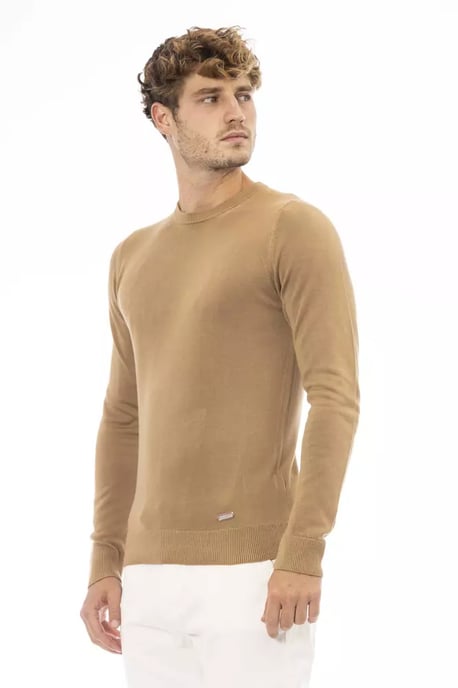 Suéter de punto de cuello redondo en color camel Ba23668 - Image 2