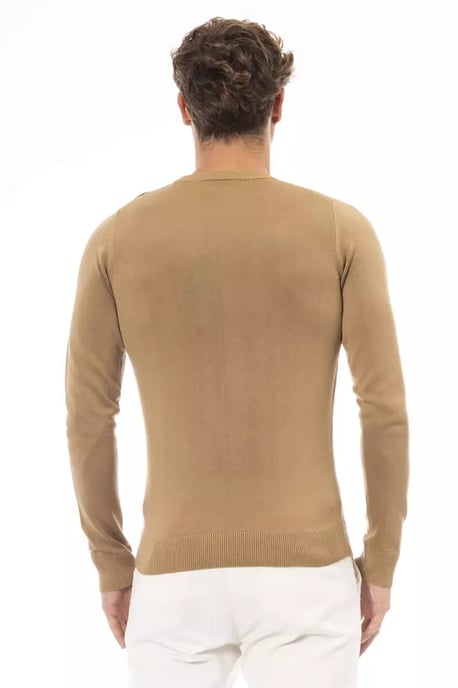 Suéter de punto de cuello redondo en color camel Ba23668 - Image 3