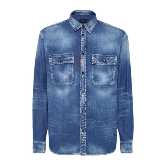 Camisa De Trabajo Con Bolsillo Relax Dan De Dsquared2 En Azul Marino - Image 1