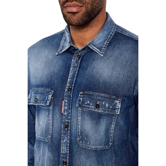 Camisa De Trabajo Con Bolsillo Relax Dan De Dsquared2 En Azul Marino - Image 5