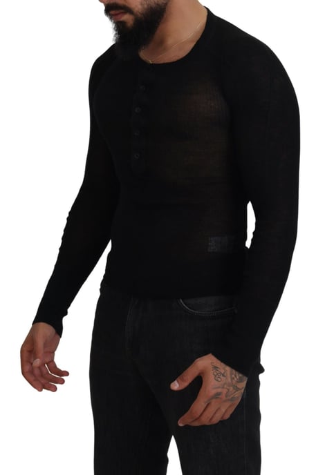 Suéter de punto de cuello Henley de manga larga - Image 2