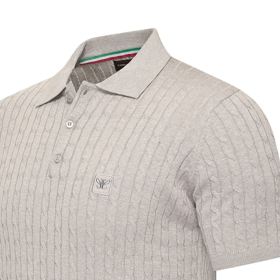 Cappuccino Italia Caorle Cable Knit Polo Gris - Image 2