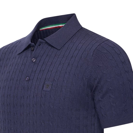 Cappuccino Italia Caorle Cable Knit Polo Azul - Image 2
