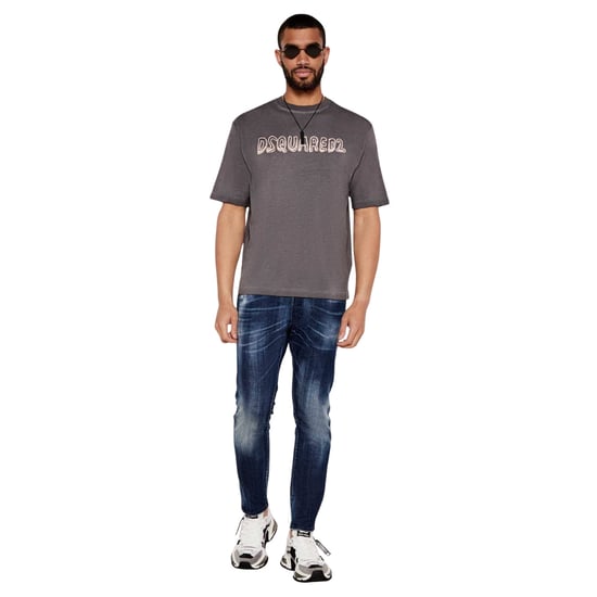 Camiseta Holgada Con Logo De Dibujos Animados Best Fade De Dsquared2 En Gris Carbón - Image 5