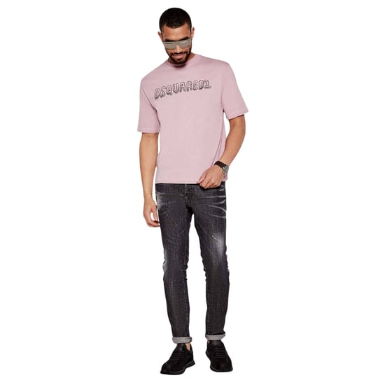 Camiseta Holgada Con Logo De Dibujos Animados Y Degradado De Dsquared2, Color Rosa Polvoriento - Image 5