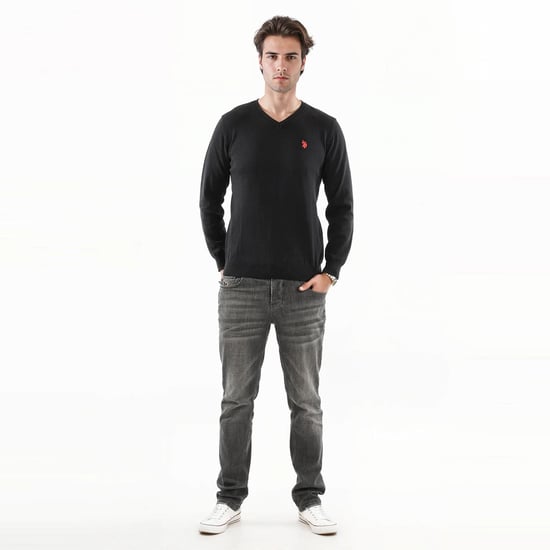 Jersey de cuello en V para hombre U.S. POLO ASSN. Classic Fit de algodón y viscosa - Image 3