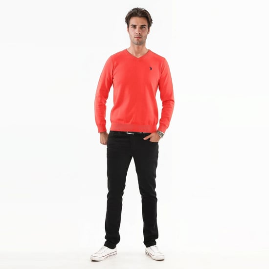 Jersey de cuello en V para hombre U.S. POLO ASSN. Classic Fit de algodón y viscosa - Image 3