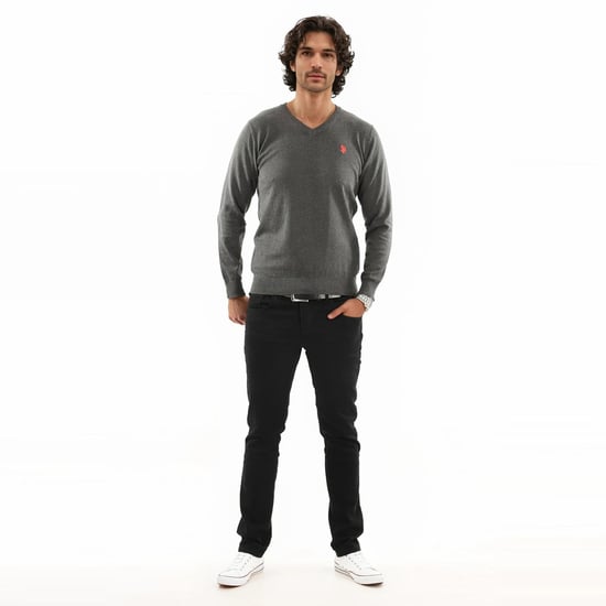 Jersey de cuello en V para hombre U.S. POLO ASSN. Classic Fit de algodón y viscosa - Image 3