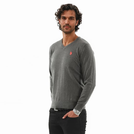 Jersey de cuello en V para hombre U.S. POLO ASSN. Classic Fit de algodón y viscosa - Image 4