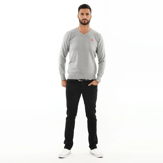 Jersey de cuello en V para hombre U.S. POLO ASSN. Classic Fit de algodón y viscosa - Image 3