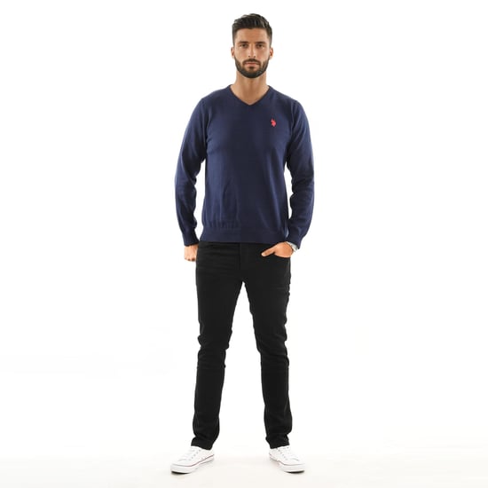Jersey de cuello en V para hombre U.S. POLO ASSN. Classic Fit de algodón y viscosa - Image 3